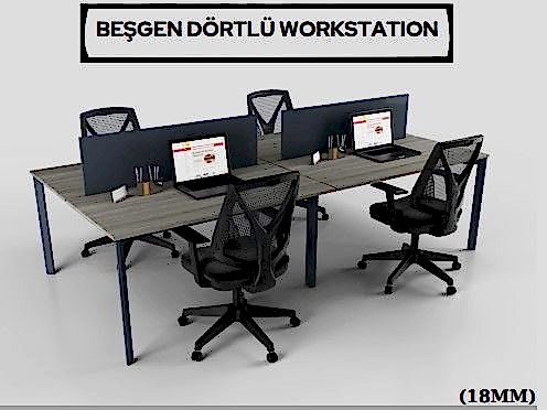 Akburo Beşgen Dörlü Çalışma Masası - Ofis Mobilyaları